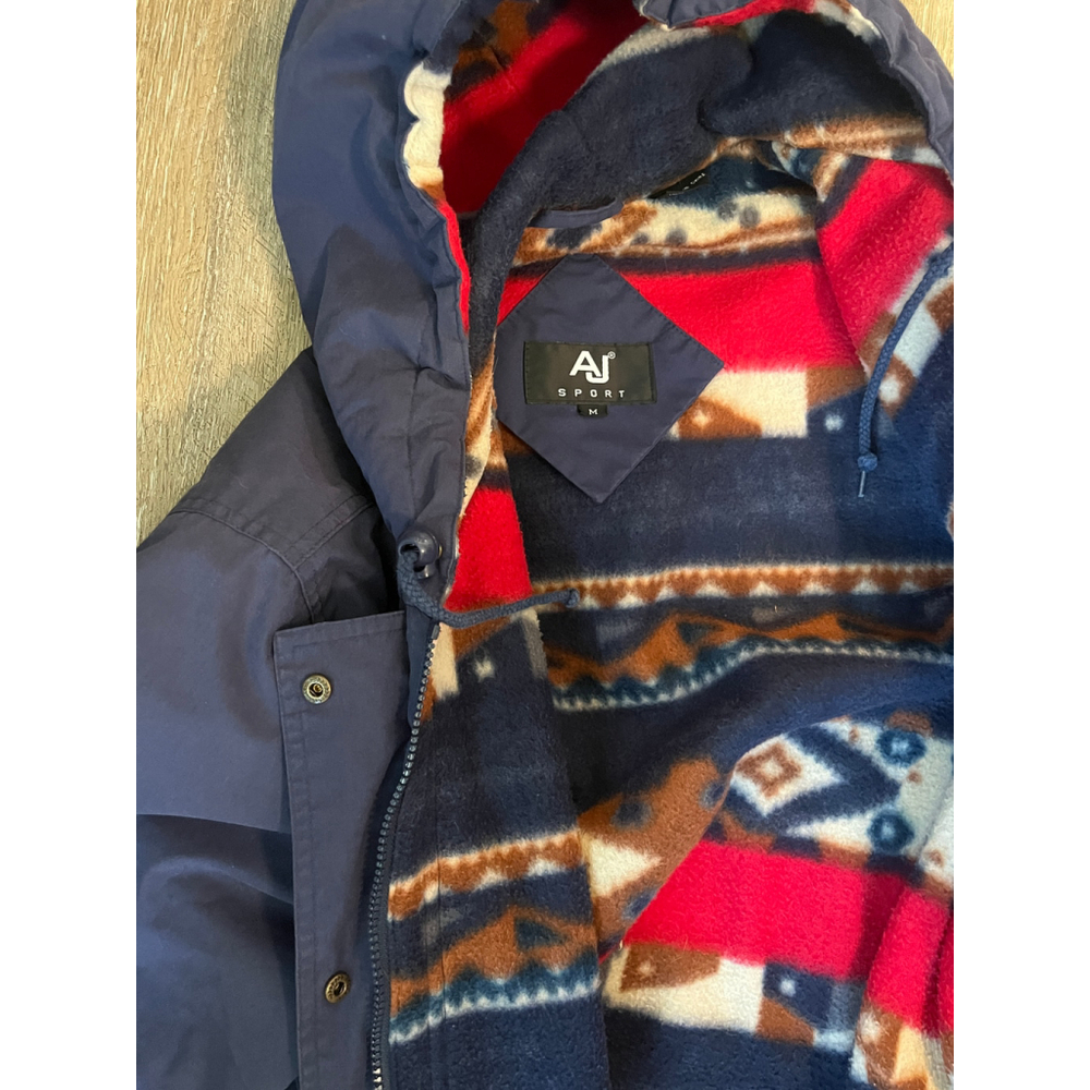 Women's AJ Sport Navy Hooded Jacket with Aztec Fleece Lining M - Picture 7 of 11